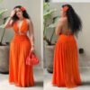Halter Cutout Waist Flowy Resort Maxi Dress