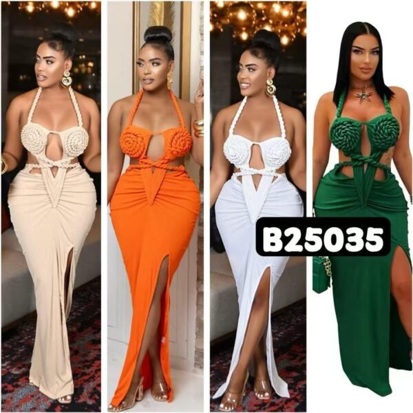 WhatsApp Image 2026-07-21 at 3.03.37 AM Braided Rope Detail Cutout High-Slit Maxi Dress