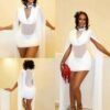 Chiffon Cape-Sleeve Sheer Mesh Bodycon Mini Dress